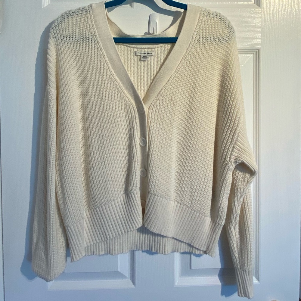 American eagle white cream cardigan